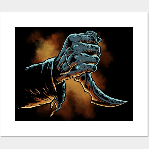 zombie hand with a knife Wall Art by Nihilist_Design